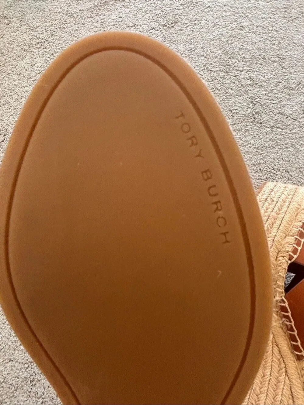 NWOB Tory Burch Brown Leather Espadrille Platform Wedge Sandals, Sz 6, $295